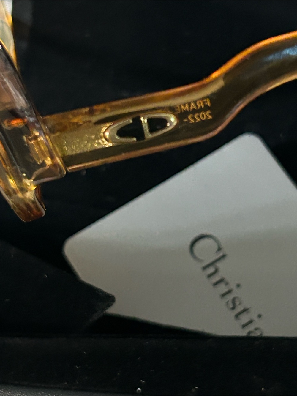 Glasses Cristian Dior Amber Tortoiseshell Sunglass Temple with Gold Detail - Picture 11 of 11